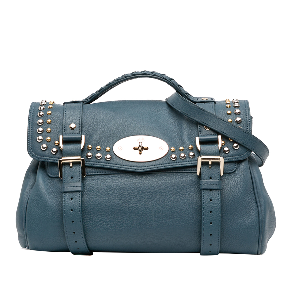 Pre-Loved Mulberry Grained Calfskin Studded Alexa Satchel